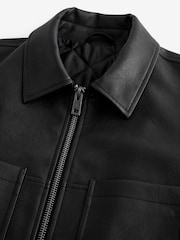 Black EDIT PU Faux Leather Collared Jacket - Image 5 of 9