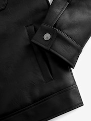 Black EDIT PU Faux Leather Collared Jacket - Image 6 of 9