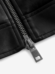 Black EDIT PU Faux Leather Collared Jacket - Image 8 of 9