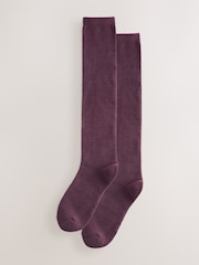 Burgundy Red - Thermal Fleece Knee High Socks 2 Pack - Larawan 1 ng 5