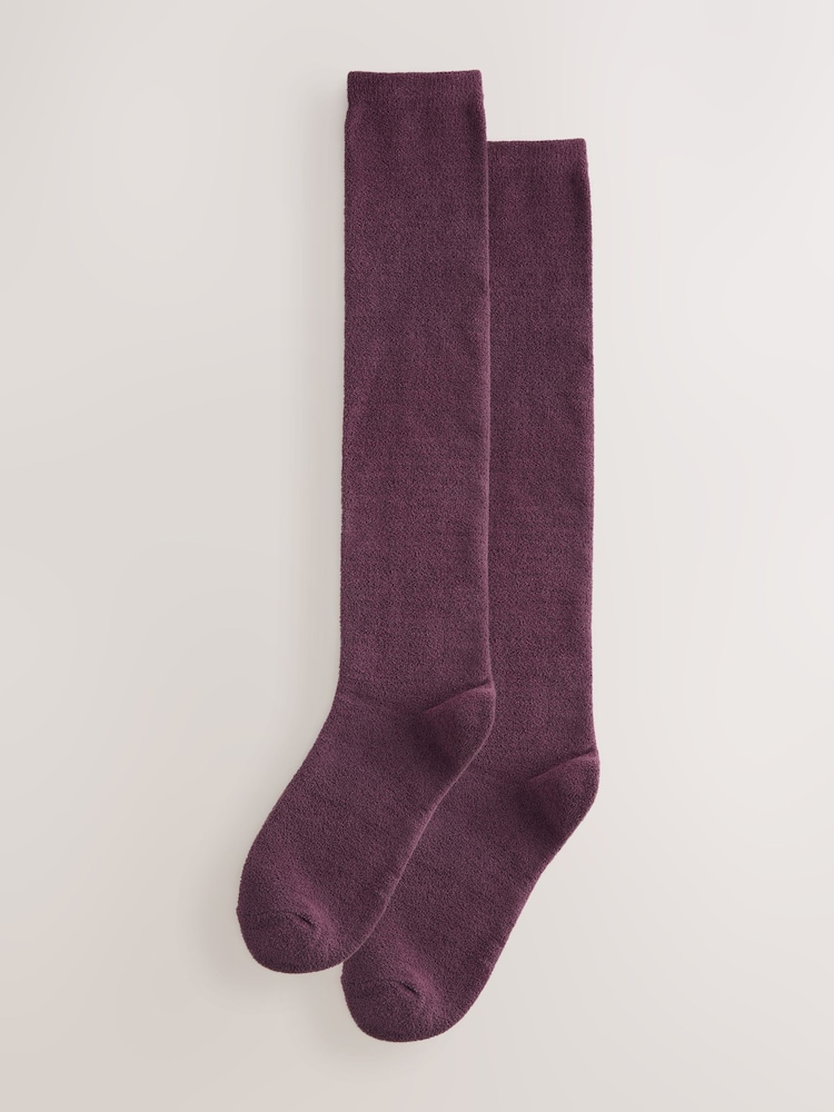 Burgundy Red - Thermal Fleece Knee High Socks 2 Pack - Larawan 1 ng 5
