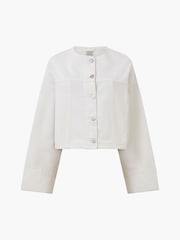 French Connection White 100% Cotton Denver Denim Wide Sleeve Jacket - Image 4 of 4