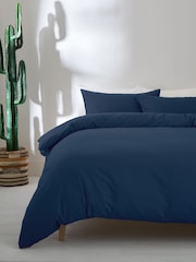 Navy Blue Non Iron Simply Soft Microfibre Duvet Cover and Pillowcase Set - Image 1 of 4
