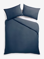 Navy Blue Non Iron Simply Soft Microfibre Duvet Cover and Pillowcase Set - Image 3 of 4