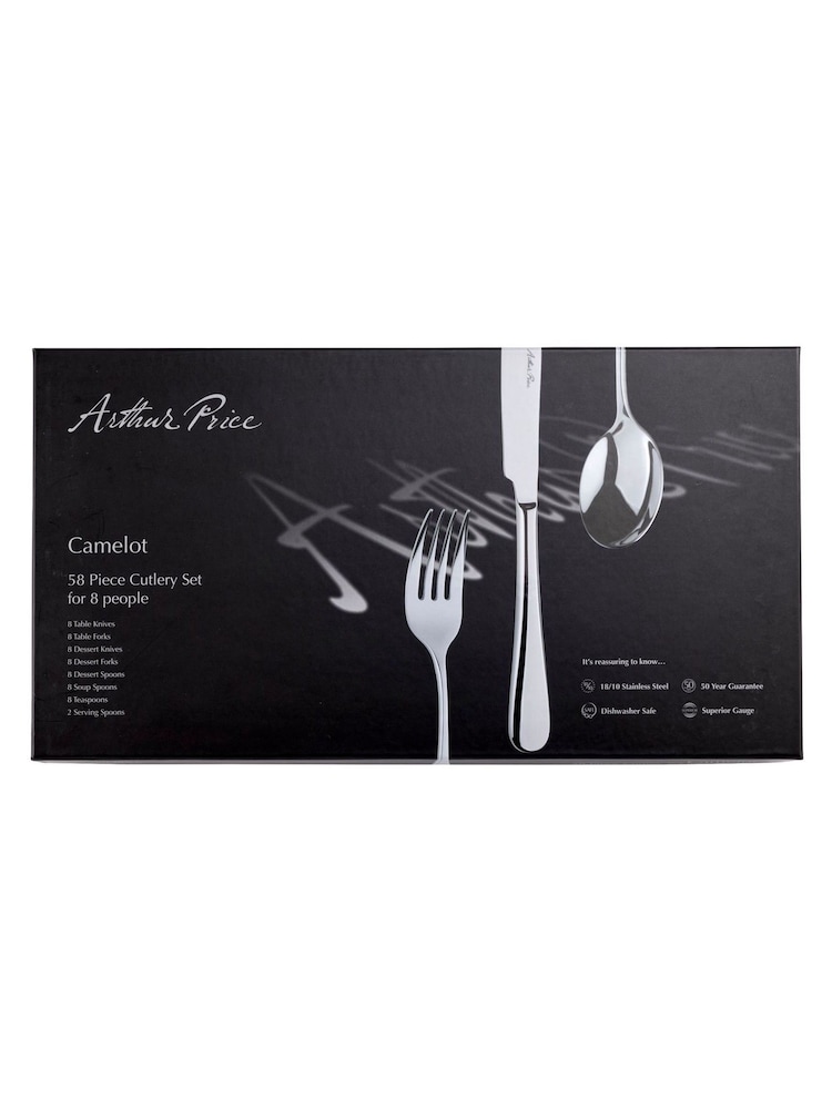 Arthur Price Stainless Steel Camelot 58 Piece 8 Person Cutlery Set - Image 5 of 5 Arthur Price Stainless Steel Camelot 58 Piece 8 Person Cutlery Set - Image 5 of 5