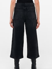 French Connection Black Stretch Wide Leg Culotte Jeans - Image 2 of 4