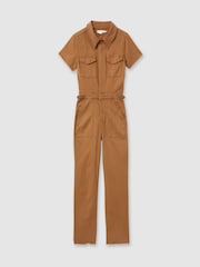 Good American Tan Good American Twill Utility Straight-Leg Jumpsuit - Image 2 of 6