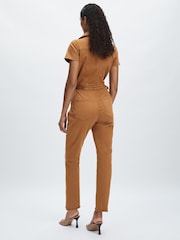 Good American Tan Good American Twill Utility Straight-Leg Jumpsuit - Image 5 of 6