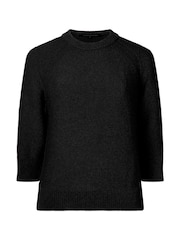 French Connection Black 100% Cotton Short Sleeve Lily Mozart Jumper - Image 4 of 4