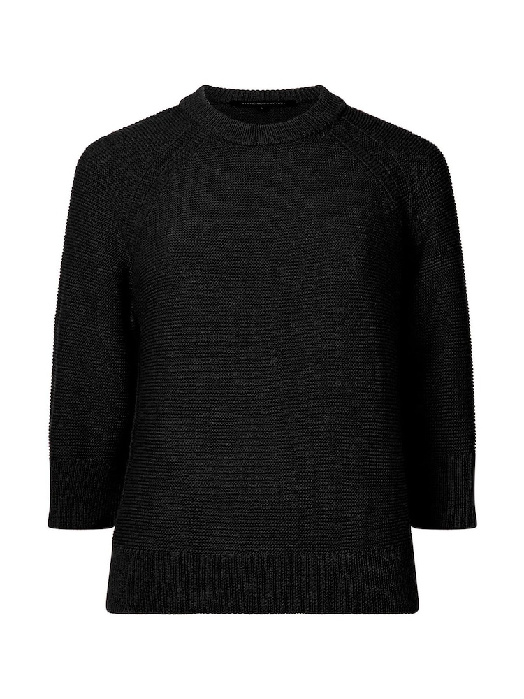 French Connection Black 100% Cotton Short Sleeve Lily Mozart Jumper - Image 4 of 4