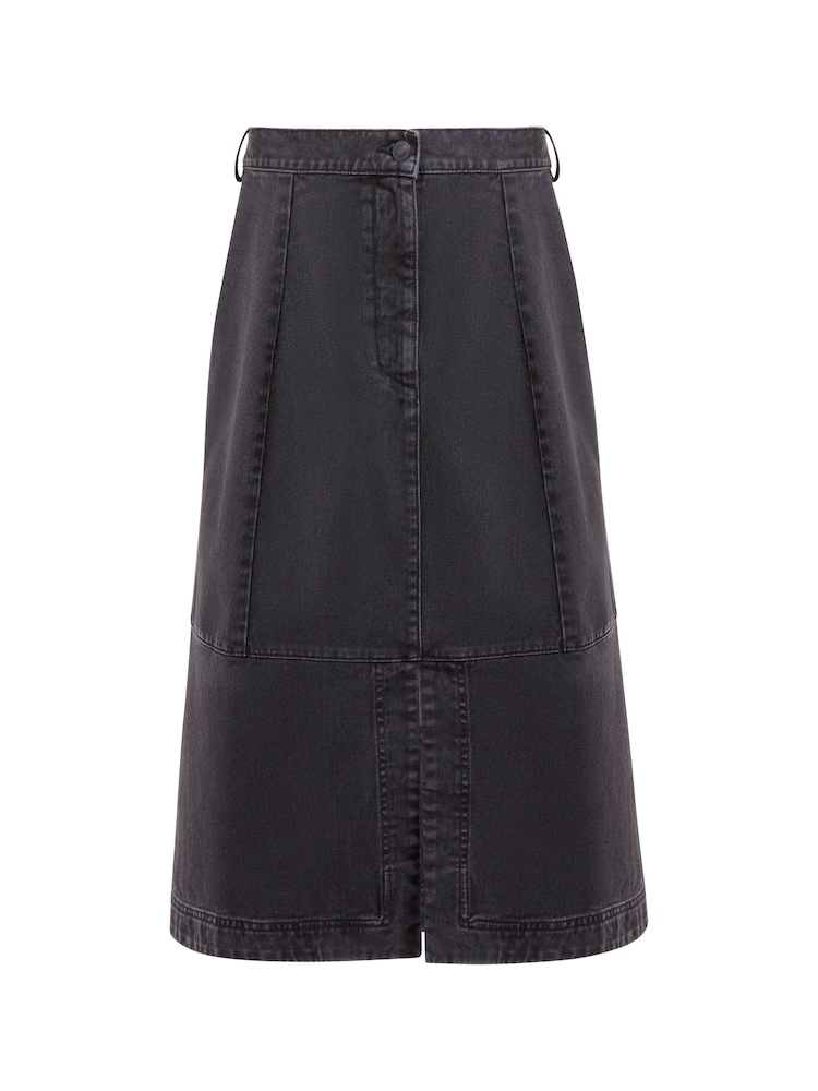 French Connection Blue 100% Cotton Denver Midaxi Skirt - Image 4 of 4