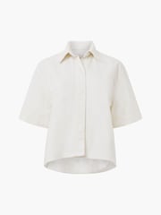 French Connection Cream 100% Cotton Finley Denim Short Sleeve Shirt - Image 4 of 4