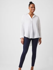 French Connection White Rhodes Recycled Crepe Popover Blouse - Image 1 of 4