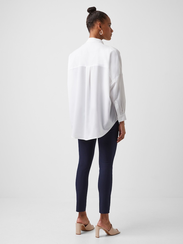 French Connection White Rhodes Recycled Crepe Popover Blouse - Image 2 of 4