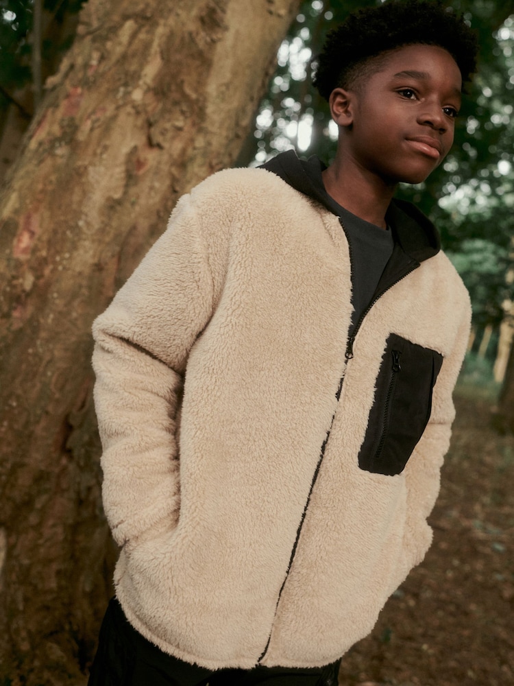 Ecru Borg Shacket (3-16yrs) - Image 1 of 13 Ecru Borg Shacket (3-16yrs) - Image 1 of 13