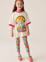 Little Bird by Jools Oliver Pink Happy 100% Cotton T-Shirt and Leggings Set - Image 1 of 13