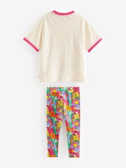 Little Bird by Jools Oliver Pink Happy 100% Cotton T-Shirt and Leggings Set - Image 10 of 13