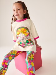 Little Bird by Jools Oliver Pink Happy 100% Cotton T-Shirt and Leggings Set - Image 2 of 13