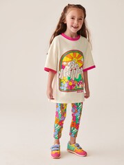 Little Bird by Jools Oliver Pink Happy 100% Cotton T-Shirt and Leggings Set - Image 3 of 13