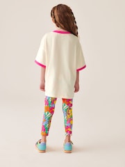 Little Bird by Jools Oliver Pink Happy 100% Cotton T-Shirt and Leggings Set - Image 4 of 13