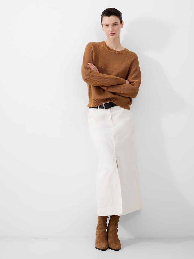 French Connection Cream 100% Cotton Denver Midaxi Skirt - Image 1 of 4