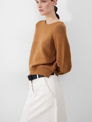 French Connection Cream 100% Cotton Denver Midaxi Skirt - Image 3 of 4