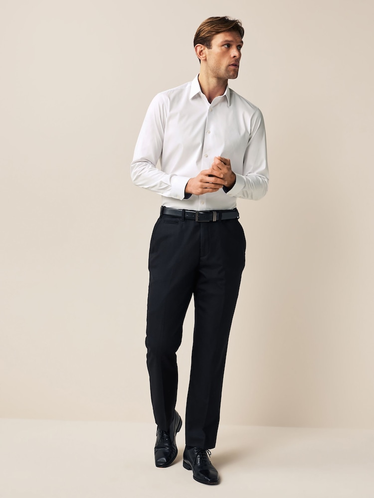 White Slim Fit Four Way Stretch Shirt - Image 2 of 7