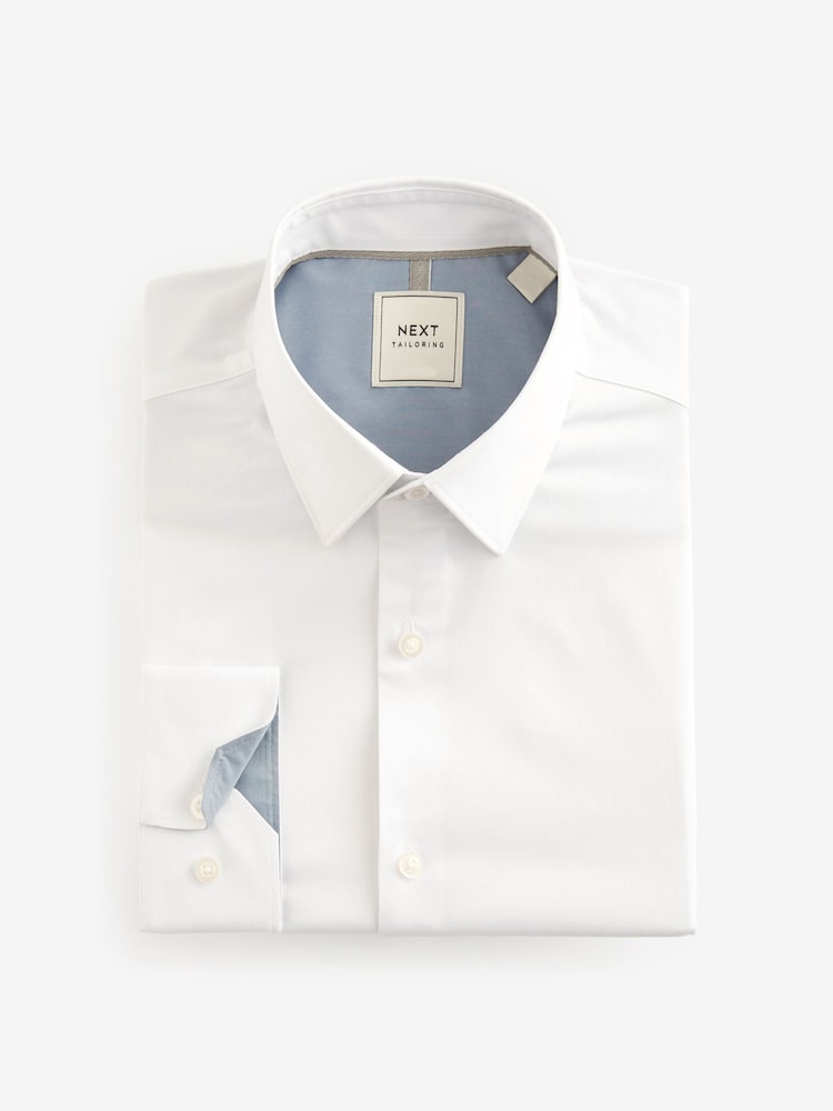 White Slim Fit Four Way Stretch Shirt - Image 6 of 7