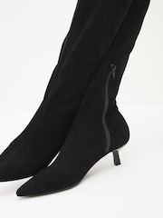 Black Forever Comfort® Knee High Stretch Sock Heel Boots - Image 4 of 7