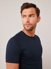 Bleu marine - Slim Fit (Slim Fit) - T-shirt Essential Col rond en coton - Image 4 de 6