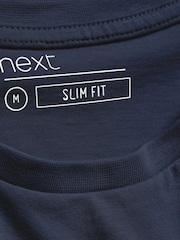 Bleu marine - Slim Fit (Slim Fit) - T-shirt Essential Col rond en coton - Image 6 de 6
