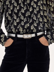 Hush Silver Stella Slim Oval Buckle Leather Belt - Image 2 of 4