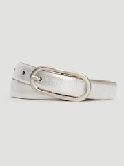 Hush Silver Stella Slim Oval Buckle Leather Belt - Image 3 of 4