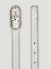 Hush Silver Stella Slim Oval Buckle Leather Belt - Image 4 of 4
