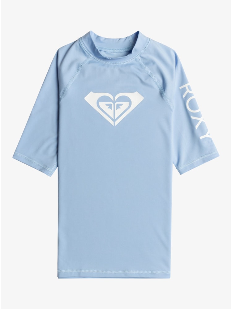 Hellblau - Roxy Mädchen Kurzärmeliges Sonnenschutz-Shirt mit Herzlogo - Bild 1 von 2