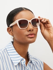 Cream Chain Detail Cat Eye Sunglasses - Image 1 of 6