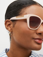 Cream Chain Detail Cat Eye Sunglasses - Image 2 of 6