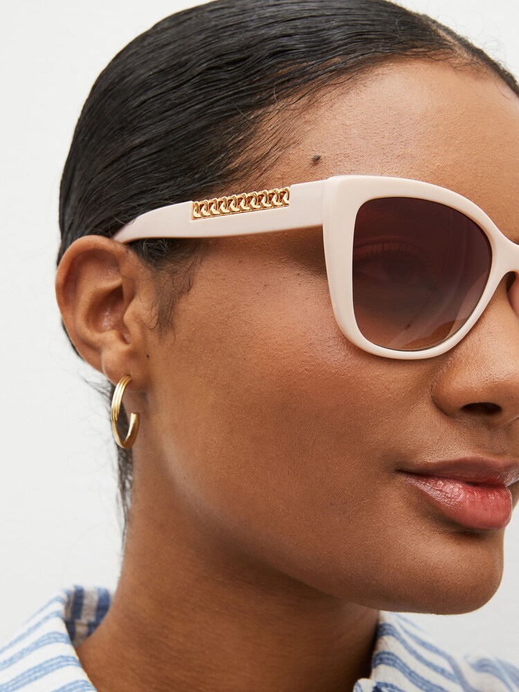 Cream Chain Detail Cat Eye Sunglasses - Image 2 of 6
