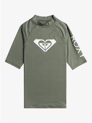 Grün - Roxy Mädchen Kurzärmeliges Sonnenschutz-Shirt mit Herzlogo - Bild 1 von 2