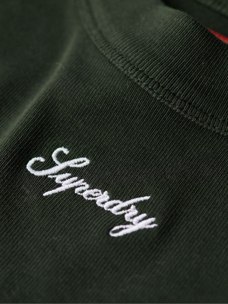 Vert olive - Haut ajusté Superdry côtelé à manches longues - Image 6 de 6