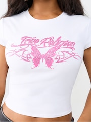 True Religion White Ruched Cap Sleeve Baby T-Shirt - Image 3 of 4