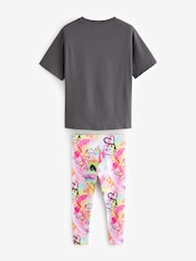 Charcoal Grey Graffiti Oversized T-Shirt And Leggings Set (3-16yrs) - Image 2 of 5