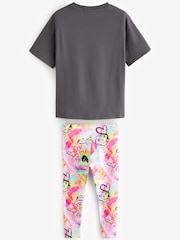 Charcoal Grey Graffiti Oversized T-Shirt And Leggings Set (3-16yrs) - Image 4 of 5