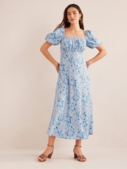 Boden Blue Ruched Bodice Midi Dress - Image 1 of 6