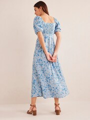 Boden Blue Ruched Bodice Midi Dress - Image 2 of 6