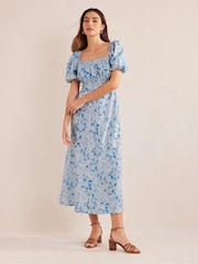 Boden Blue Ruched Bodice Midi Dress - Image 3 of 6