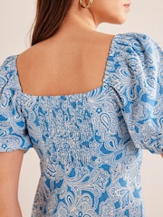 Boden Blue Ruched Bodice Midi Dress - Image 5 of 6
