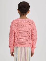 Reiss Pink Isobel Teen Crochet Crew Neck Jumper - Image 5 of 6