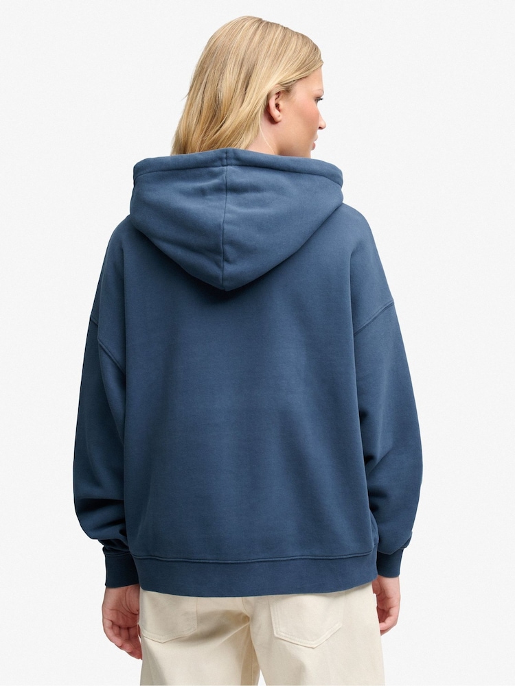Superdry Blue Luxe Casual Embroidered Relaxed Hoodie - Image 2 of 7
