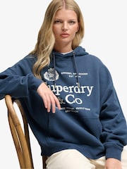 Superdry Blue Luxe Casual Embroidered Relaxed Hoodie - Image 5 of 7